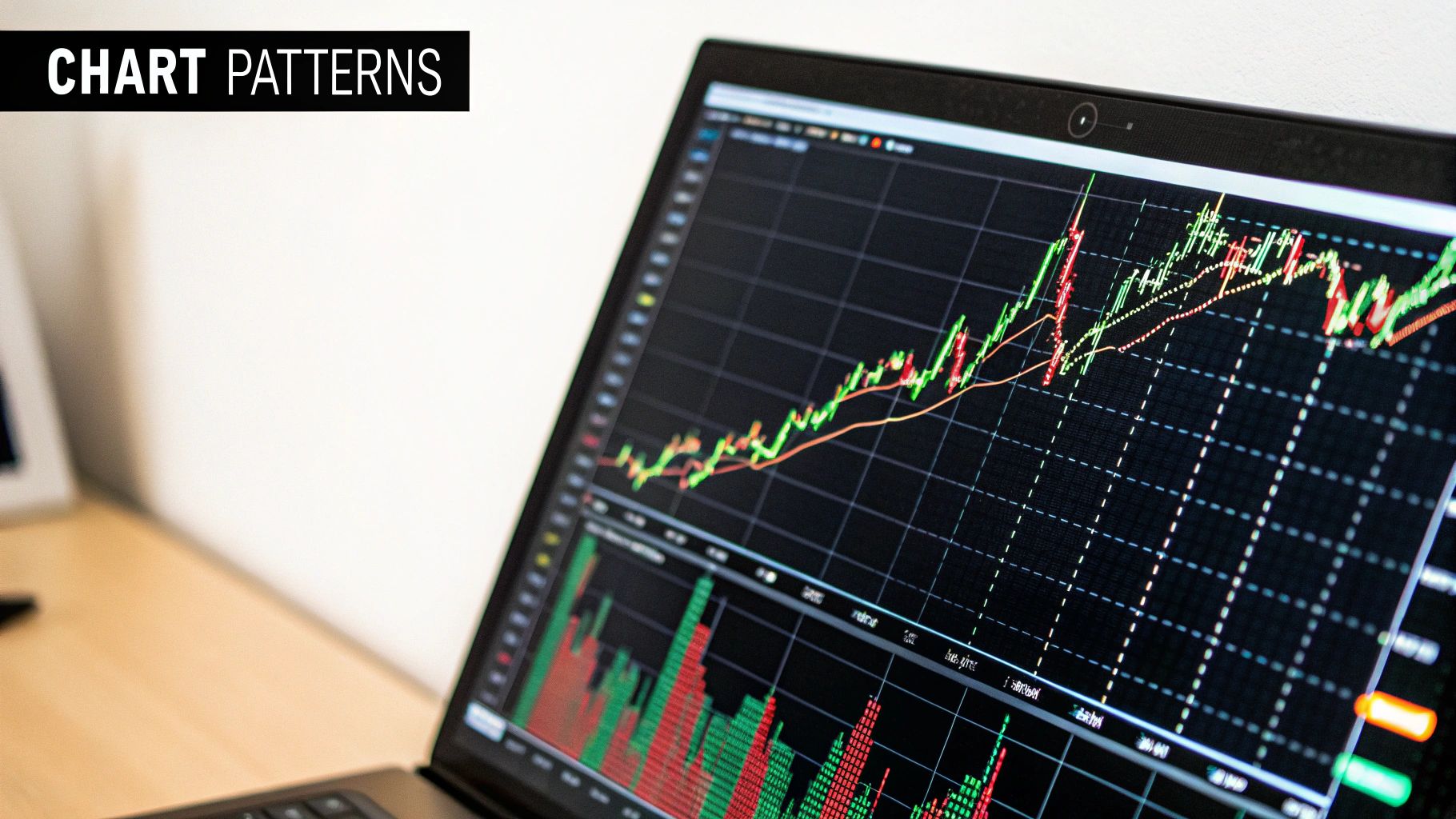 Moving average and RSI indicators on a trading chart