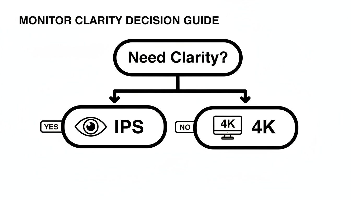 Monitor clarity decision guide: IPS for color accuracy, 4K for chart density